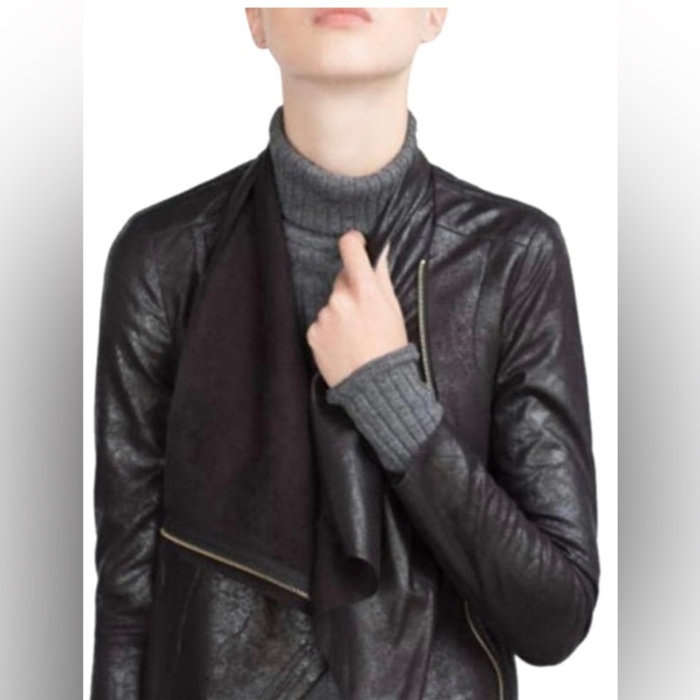 Zara Woman Faux Suede Waterfall Moto Jacket Size Small